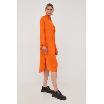 Birgitte Herskind rochie culoarea portocaliu, midi, oversize