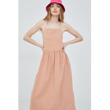 Levi's rochie din in culoarea portocaliu, midi, evazati