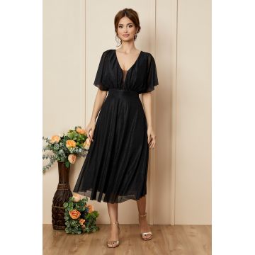 Rochie de ocazie din voal cu glitter Darling Neagra