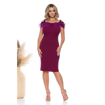 Rochie midi cu aplicatii de margele - Violet tyrian