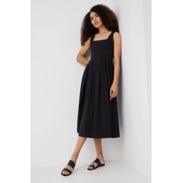 Sisley rochie culoarea negru, midi, evazati