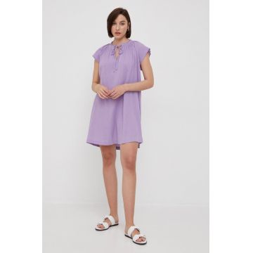 United Colors of Benetton rochie din bumbac culoarea violet, mini, drept