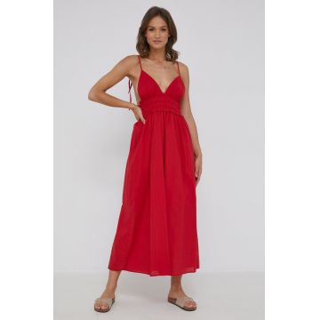 Answear Lab rochie din bumbac culoarea rosu, maxi, evazati