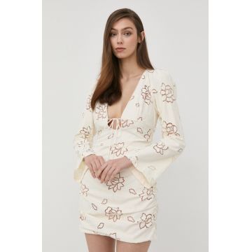 For Love & Lemons rochie culoarea bej, mini, mulata