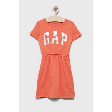GAP rochie din bumbac pentru copii culoarea portocaliu, mini, evazati
