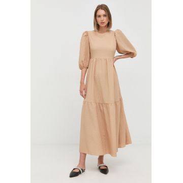 Notes du Nord rochie culoarea bej, maxi, evazati