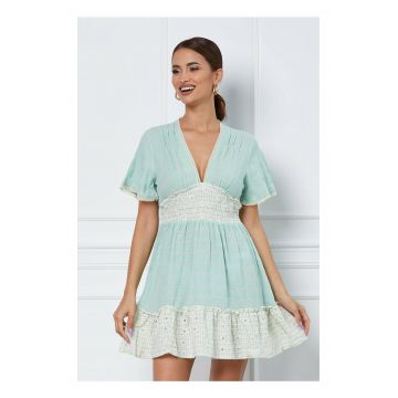 Rochie Mara verde mint cu danteluta