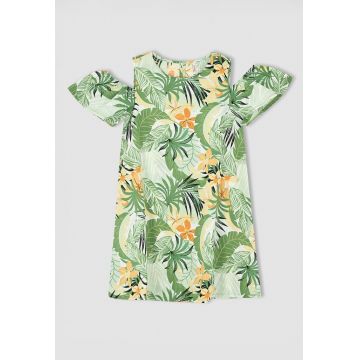 Rochie relaxed fit cu imprimeu tropical