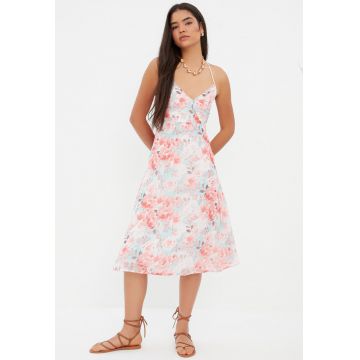 Rochie cu decolteu in V si model floral