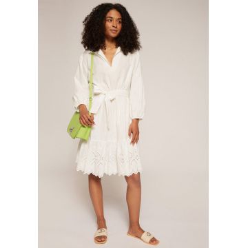 Rochie evazata de bumbac cu cordon in talie