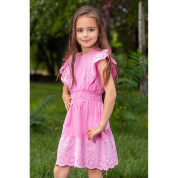 Rochie fetite roze cu model la baza rochiei 3-4 Ani (93-98cm)
