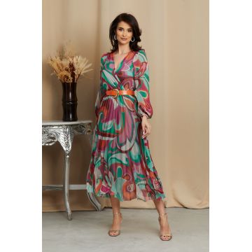 Rochie Ingrid Verde Roz Multi