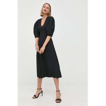 Notes du Nord rochie culoarea negru, midi, evazati