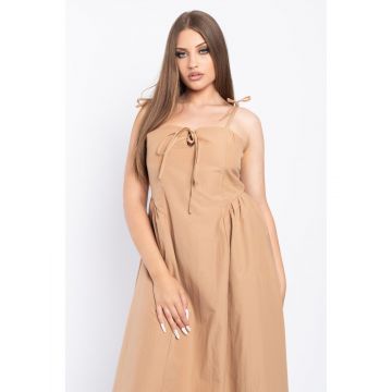 Rochie dama nude cu bretele si fermoar la spate S (36)