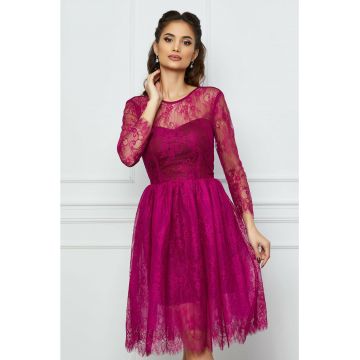 Rochie Dy Fashion magenta din dantela