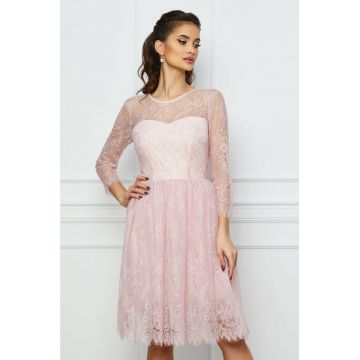 Rochie Dy Fashion roz din dantela Rochie Dy Fashion roz din dantela