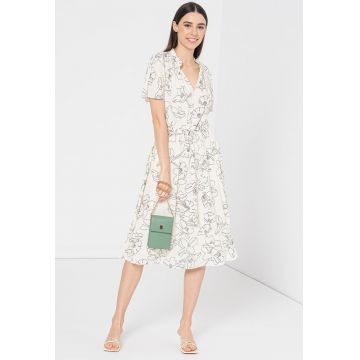 Rochie midi evazata cu model floral Dalluah