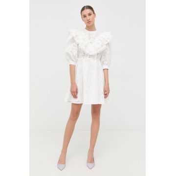 Custommade rochie din bumbac culoarea alb, mini, evazati