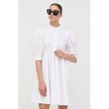 Custommade rochie din bumbac culoarea alb, mini, evazati