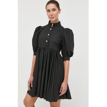 Custommade rochie din bumbac culoarea negru, mini, evazati