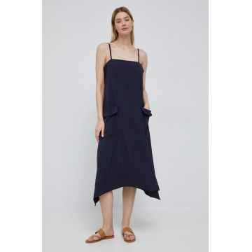 Dkny rochie culoarea albastru marin, midi, evazati