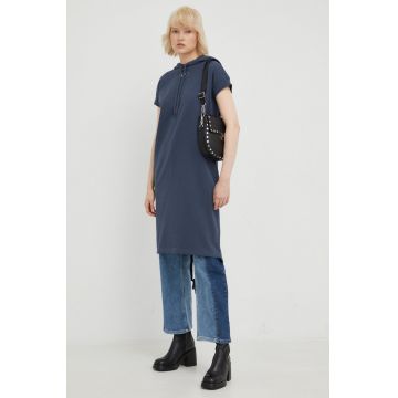 G-Star Raw rochie din bumbac culoarea albastru marin, midi, drept