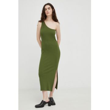 Gestuz rochie culoarea verde, midi, drept