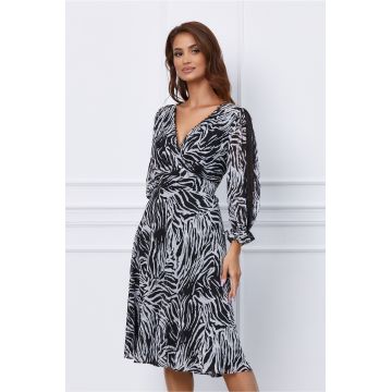 Rochie Leonard Collection cu imprimeu zebra alb-negru