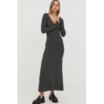 Trussardi rochie din lana culoarea gri, maxi, evazati