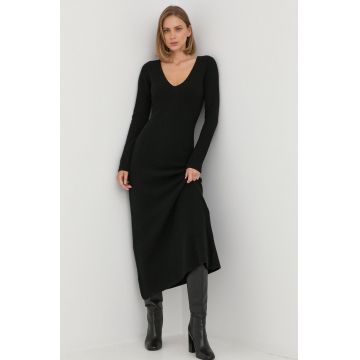Trussardi rochie din lana culoarea negru, maxi, evazati