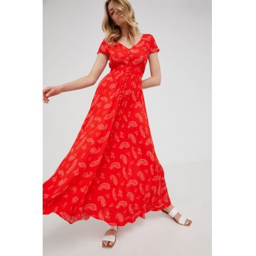 Answear Lab rochie culoarea rosu, maxi, evazati
