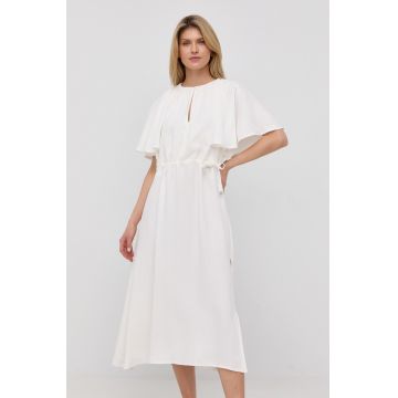 Liviana Conti rochie culoarea alb, midi, oversize