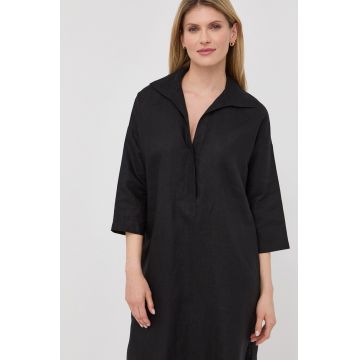 Max Mara Leisure rochie din in culoarea negru, mini, oversize