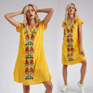 Rochie brodata galbena - Magda 04 Rochie brodata galbena - Magda 04