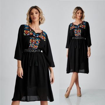 Rochie Brodata neagra lejera cu croi drept - Mara