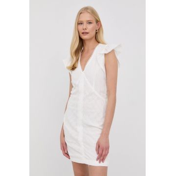 Young Poets Society rochie din bumbac culoarea alb, mini, mulata