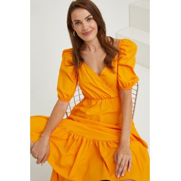 Answear Lab rochie culoarea portocaliu, midi, evazati