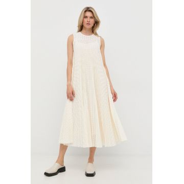 BOSS rochie culoarea bej, maxi, evazati