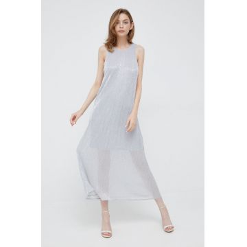 Dkny rochie culoarea argintiu, maxi, drept