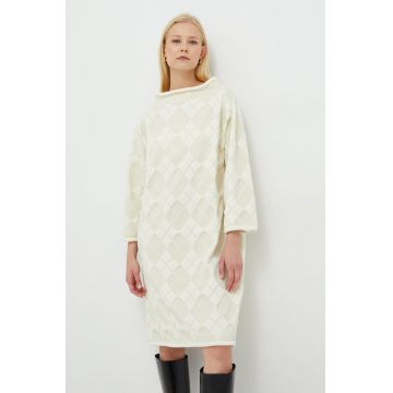 Liviana Conti rochie din lana culoarea bej, mini, drept