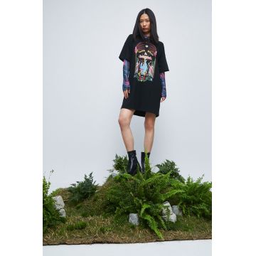 Medicine rochie din bumbac culoarea negru, mini, oversize