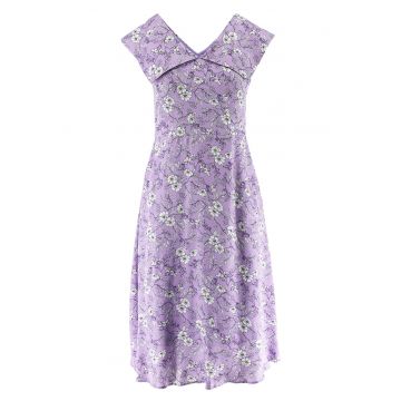 Rochie cu decolteu in V si imprimeu floral