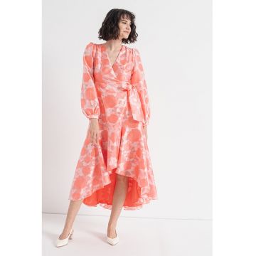 Rochie cu imprimeu floral si terminatie asimetrica Wanja