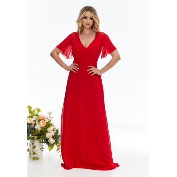 Rochie maxi cu decolteu in V si segment brodat pe partea din spate