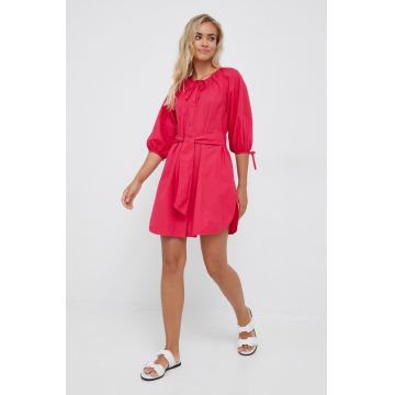 Sisley rochie din bumbac culoarea roz, mini, drept