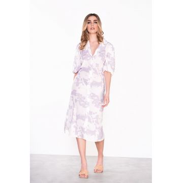 Rochie-camasa midi cu model abstract