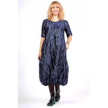 Rochie lunga gogosar din tafta cu memorie, albastru metalizat Rochie lunga gogosar din tafta cu memorie, albastru metalizat