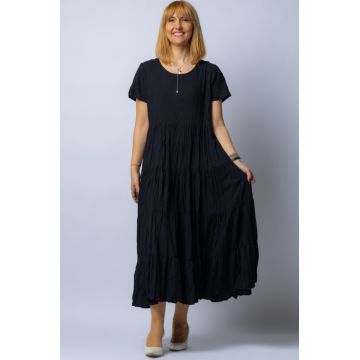 Rochie lunga neagra cu patru volane