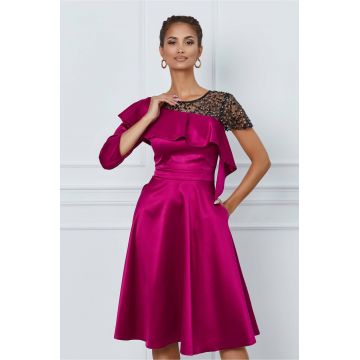 Rochie Moze magenta cu paiete la decolteu