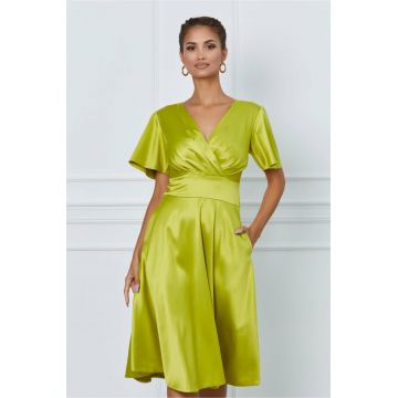 Rochie Moze verde lime cu decolteu petrecut